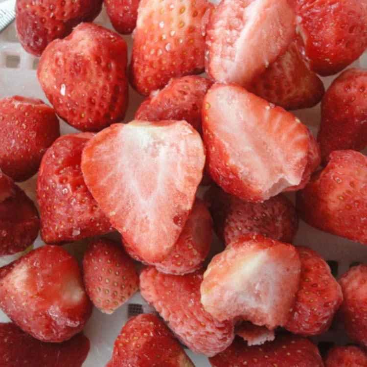 frozen strawberries prepared for controlled defrosting